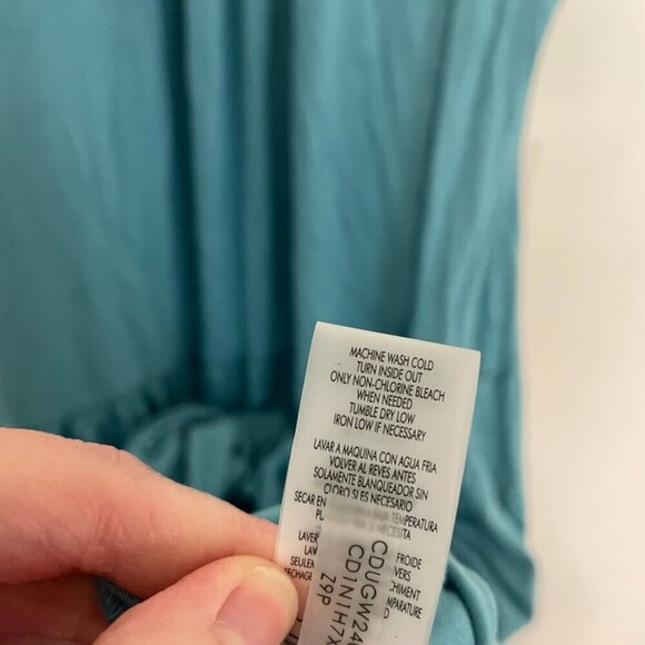 NEW NWT CALVIN KLEIN CK Sleeveless Tiered Dress Solid Aqua Blue Midi Sundress 6 - Picture 10 of 14